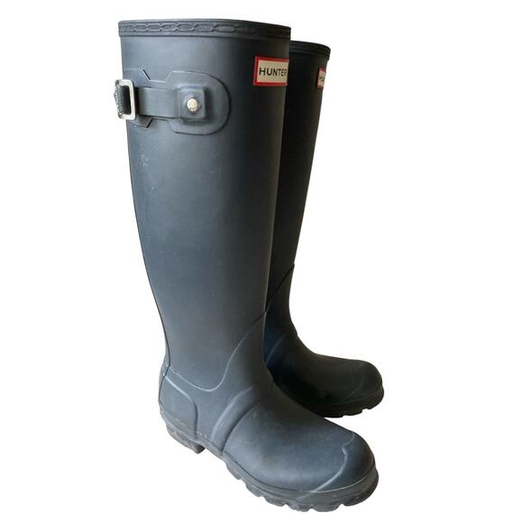 Hunter Wellington Tall Rain Navy Blue Boots Size 5/6 EU 36 - Picture 3 of 11